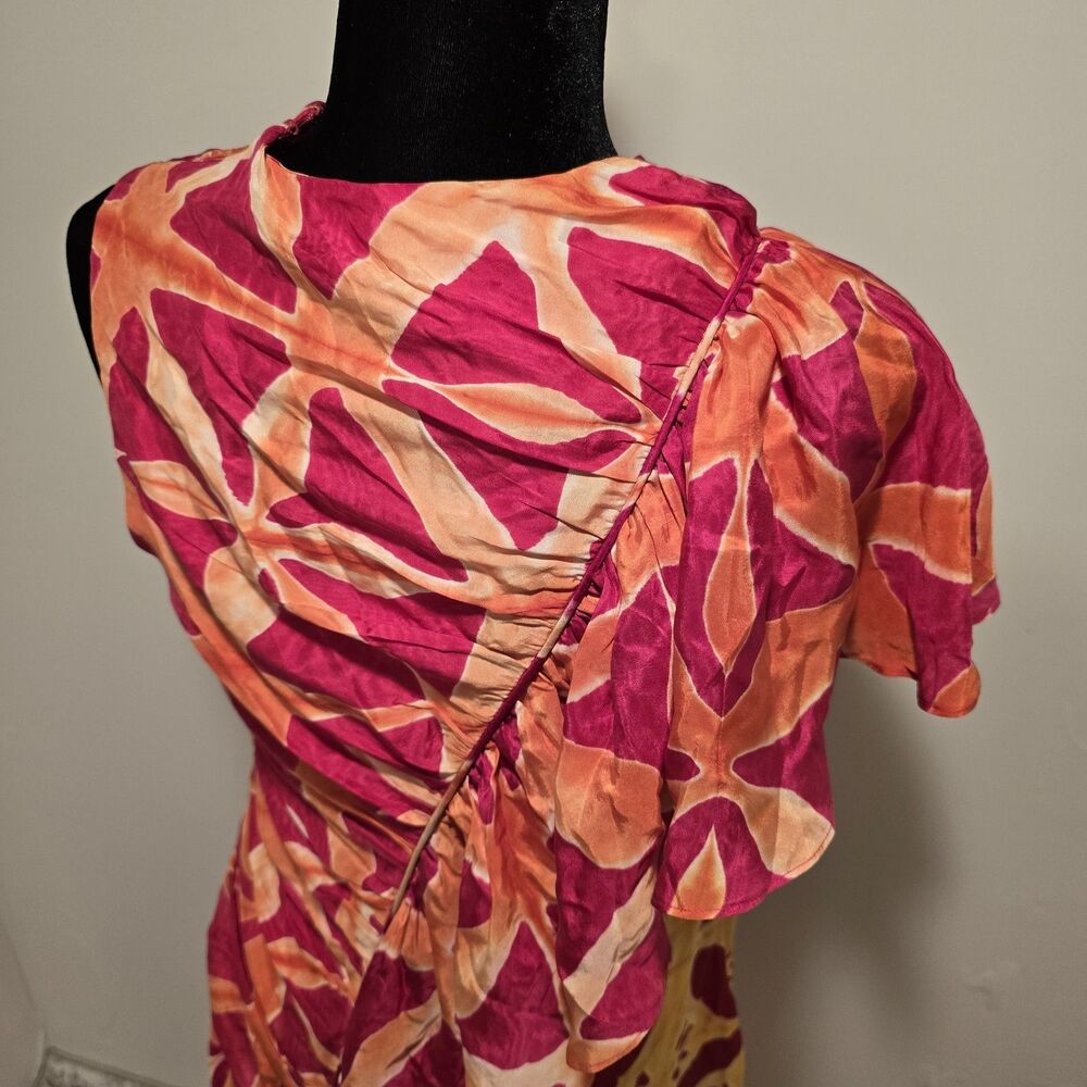 Ulla Johnson Lali Handmade 100% Silk Gown Dress Tigerlily Sz 6 One Shoulder Maxi - Picture 7 of 16